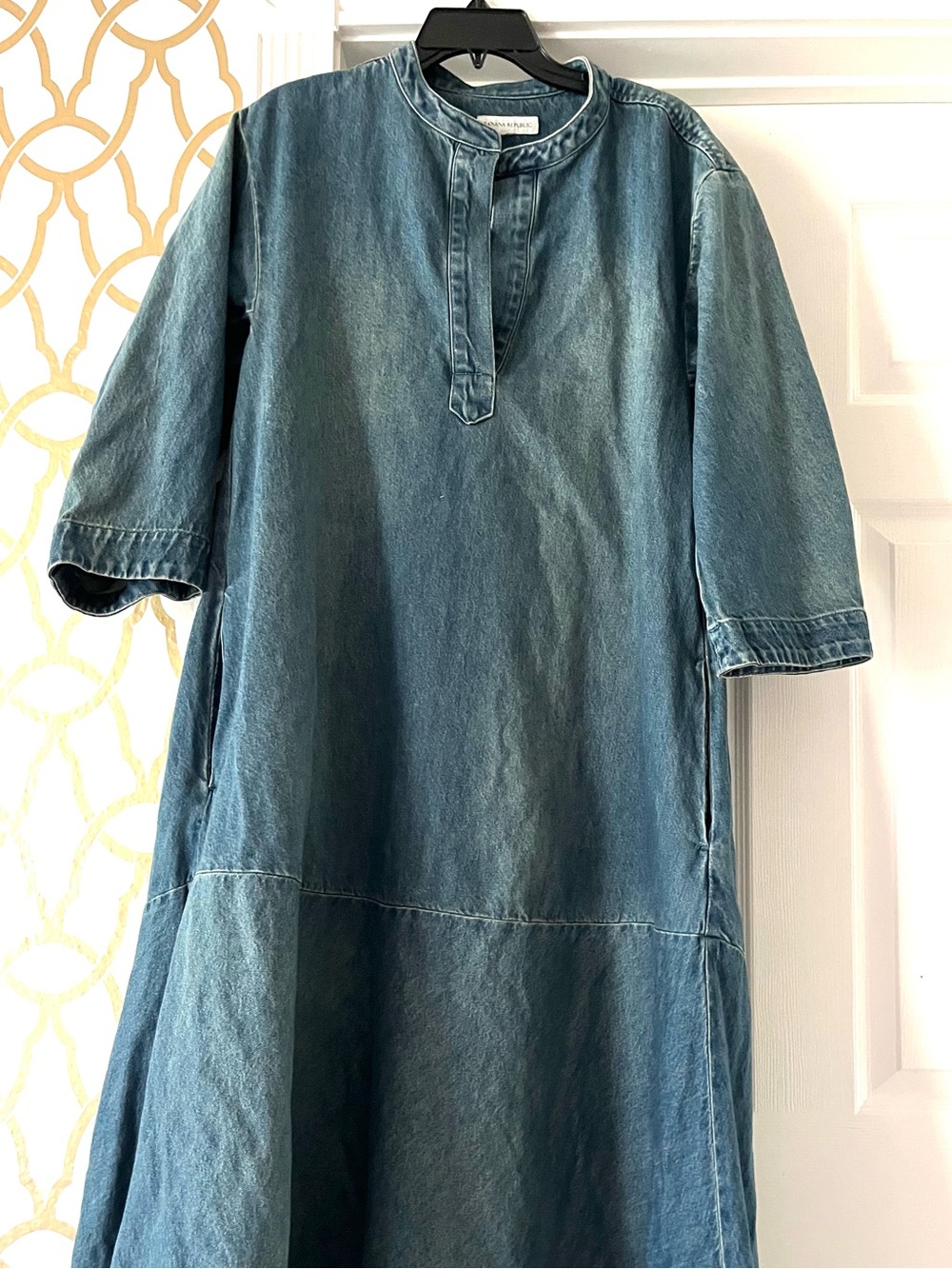 Banana Republic POP ON Washed Blue Denim A-Line Maxi Dress NEW! $180 !!SOLD OUT - Picture 3 of 5